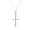 Thumbnail Image 2 of ​​​​​​​Sterling Silver CZ Cross Pendant Necklace - 16" + 2"