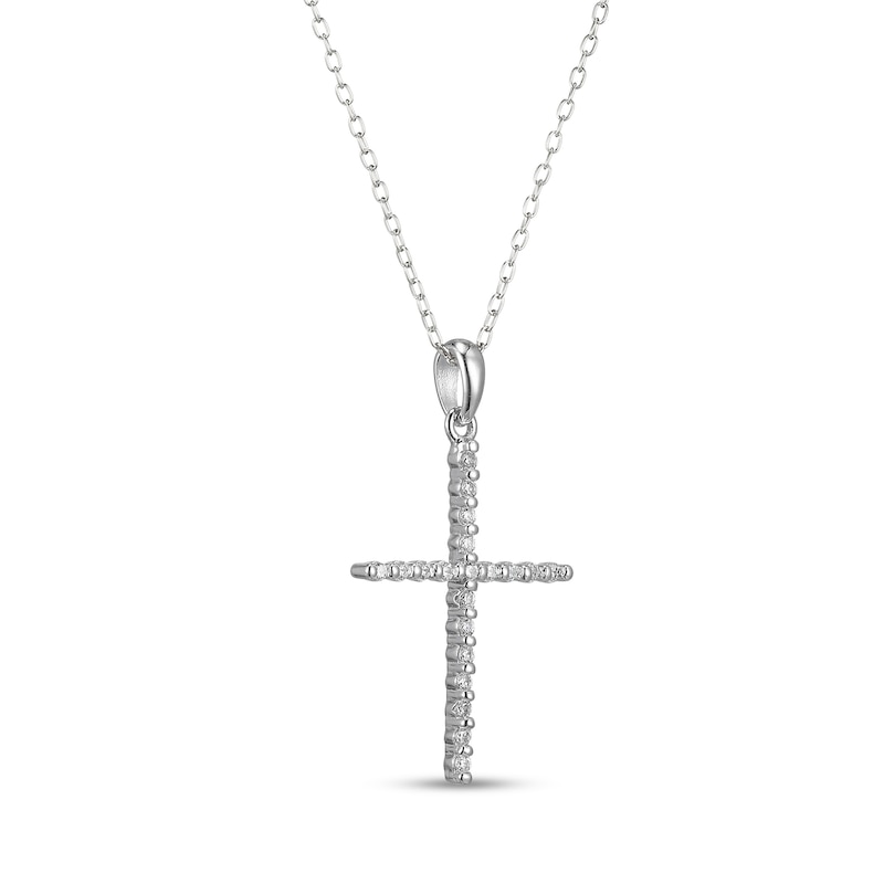 Main Image 2 of ​​​​​​​Sterling Silver CZ Cross Pendant Necklace - 16" + 2"