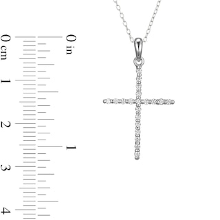 ​​​​​​​Sterling Silver CZ Cross Pendant Necklace - 16" + 2"