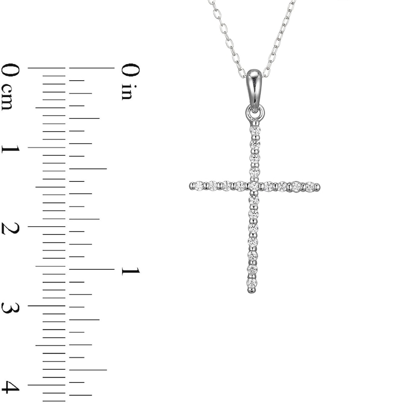 Main Image 4 of ​​​​​​​Sterling Silver CZ Cross Pendant Necklace - 16" + 2"