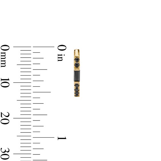 10K Gold Black CZ Baguette-Cut Huggie Hoops