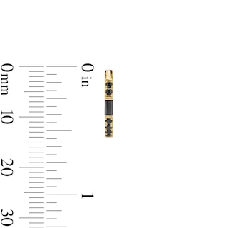 10K Gold Black CZ Baguette-Cut Huggie Hoops