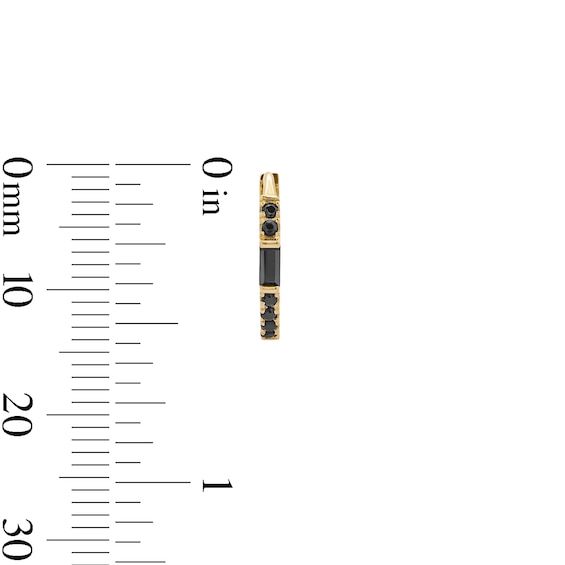 10K Gold Black CZ Baguette-Cut Huggie Hoops