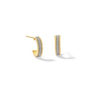 10K Hollow Gold Glitter Enamel Hoop Studs