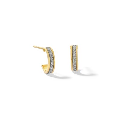 10K Hollow Gold Glitter Enamel Hoop Studs