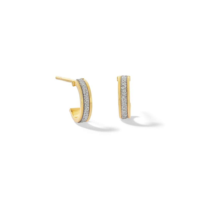10K Hollow Gold Glitter Enamel Hoop Studs
