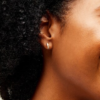 10K Hollow Gold Glitter Enamel Hoop Studs