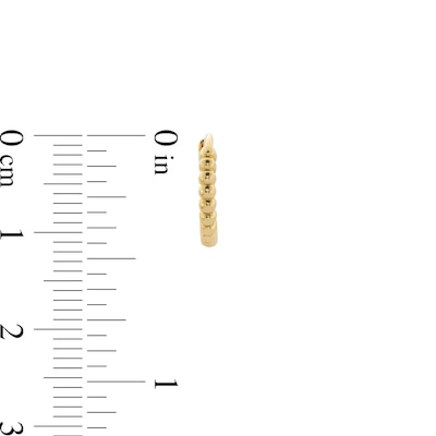 10K Solid Gold Beaded Huggie Hoops