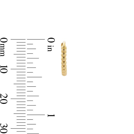 10K Solid Gold Beaded Huggie Hoops