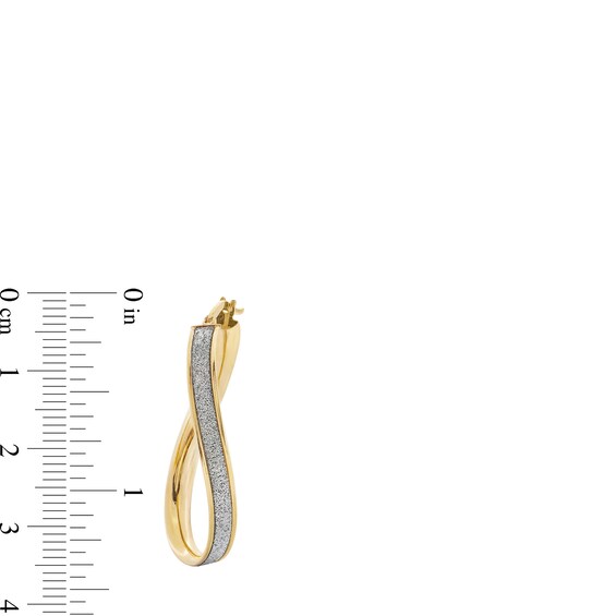 10K Hollow Gold Glitter Enamel Wave Hoops