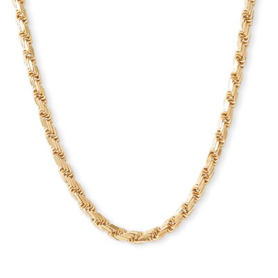 14K Hollow Gold Twisted Four-Sided Rope Chain - 24"