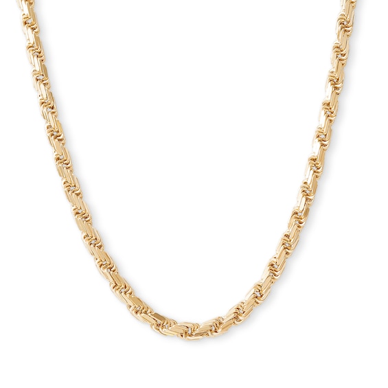 14K Hollow Gold Twisted Four-Sided Rope Chain - 24"