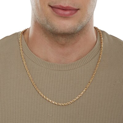 14K Hollow Gold Twisted Four-Sided Rope Chain - 24"