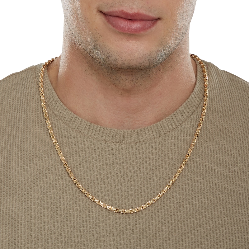 Main Image 4 of 14K Hollow Gold Twisted Four-Sided Rope Chain - 24"