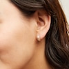 Thumbnail Image 2 of 18K Plated Gold Diamond Accent Three Hoop Curb Chain Huggies