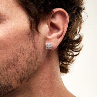 10K Solid Gold 1/3 CT. T.W. Diamond Square Frame Studs
