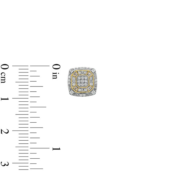 10K Solid Gold 1/3 CT. T.W. Diamond Square Frame Studs