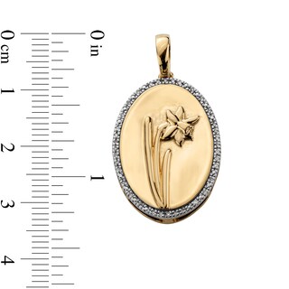 14K Gold Plated 1/20 CT. T.W. Diamond Daffodil Necklace Charm