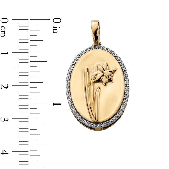 14K Gold Plated 1/20 CT. T.W. Diamond Daffodil Necklace Charm