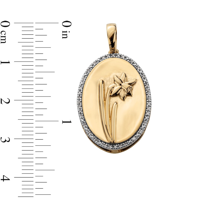 Main Image 4 of 14K Gold Plated 1/20 CT. T.W. Diamond Daffodil Necklace Charm