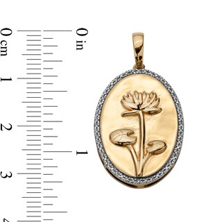 14K Gold Plated 1/20 CT. T.W. Diamond Water Lily Necklace Charm