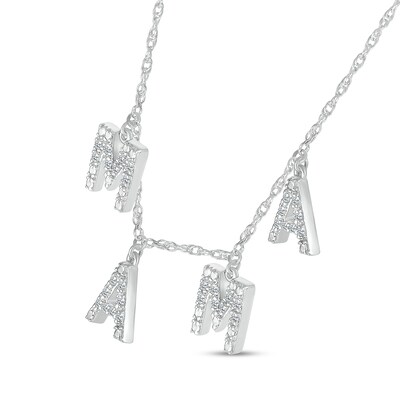 Sterling Silver 1/8 CT. T.W. Diamond Mama Charm Necklace - 18"