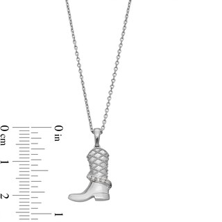 Sterling Silver Diamond Accent Cowboy Boot Pendant - 16" + 2"