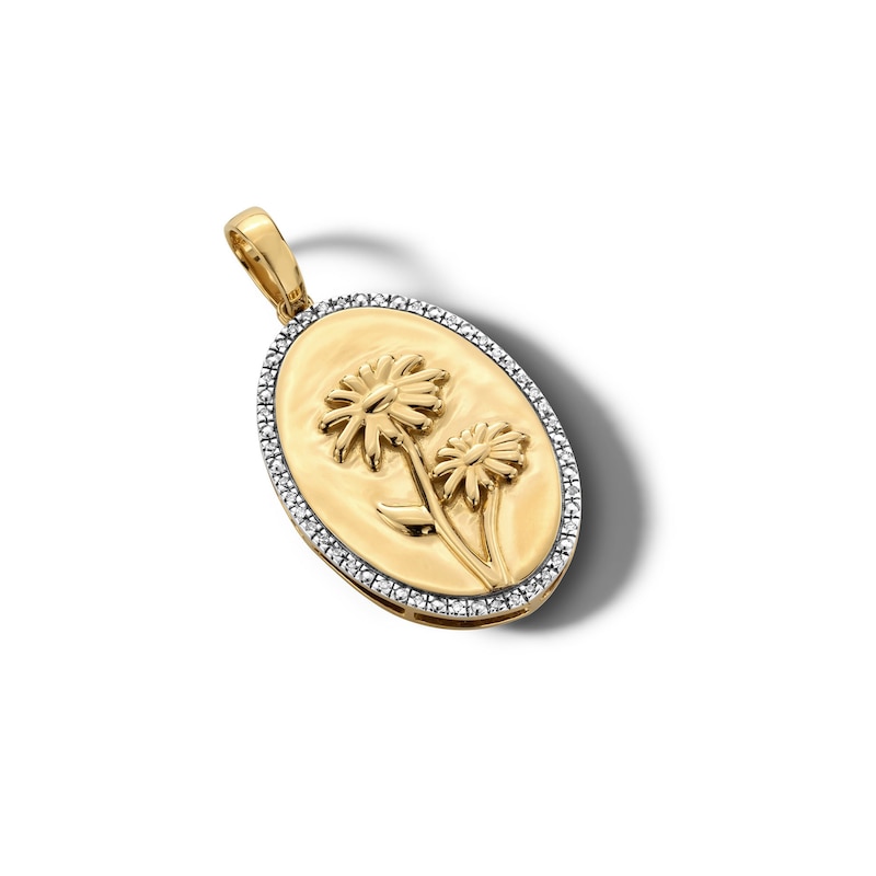 Main Image 3 of 14K Gold Plated 1/20 CT. T.W. Diamond Daisy Necklace Charm