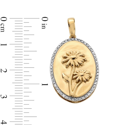 14K Gold Plated 1/20 CT. T.W. Diamond Daisy Necklace Charm