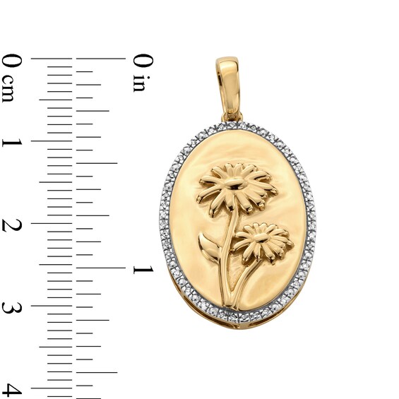 14K Gold Plated 1/20 CT. T.W. Diamond Daisy Necklace Charm