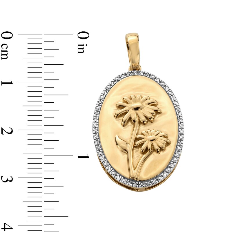 Main Image 4 of 14K Gold Plated 1/20 CT. T.W. Diamond Daisy Necklace Charm