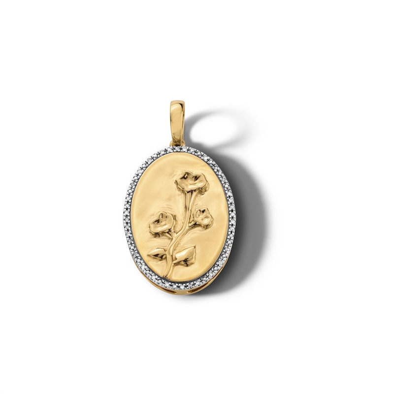 Main Image 1 of ​​​​​​​14K Gold Plated 1/20 CT. T.W. Diamond Morning Glory Necklace Charm