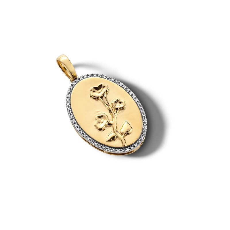 Main Image 3 of ​​​​​​​14K Gold Plated 1/20 CT. T.W. Diamond Morning Glory Necklace Charm