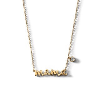 14K Gold Plated Diamond Accent Mama Heart Pendant - 18"