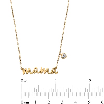 14K Gold Plated Diamond Accent Mama Heart Pendant - 18"
