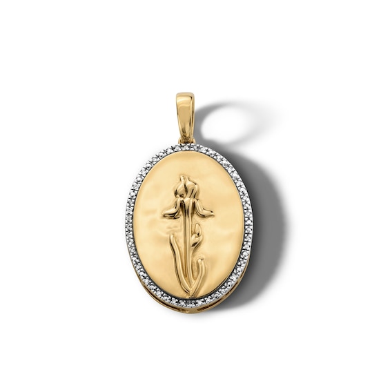 14K Gold Plated 1/20 CT. T.W. Diamond Iris Necklace Charm