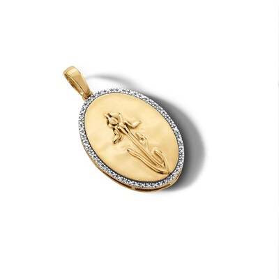 14K Gold Plated 1/20 CT. T.W. Diamond Iris Necklace Charm