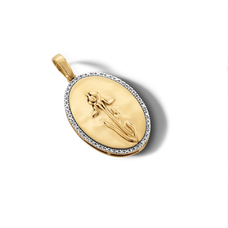 Main Image 3 of 14K Gold Plated 1/20 CT. T.W. Diamond Iris Necklace Charm