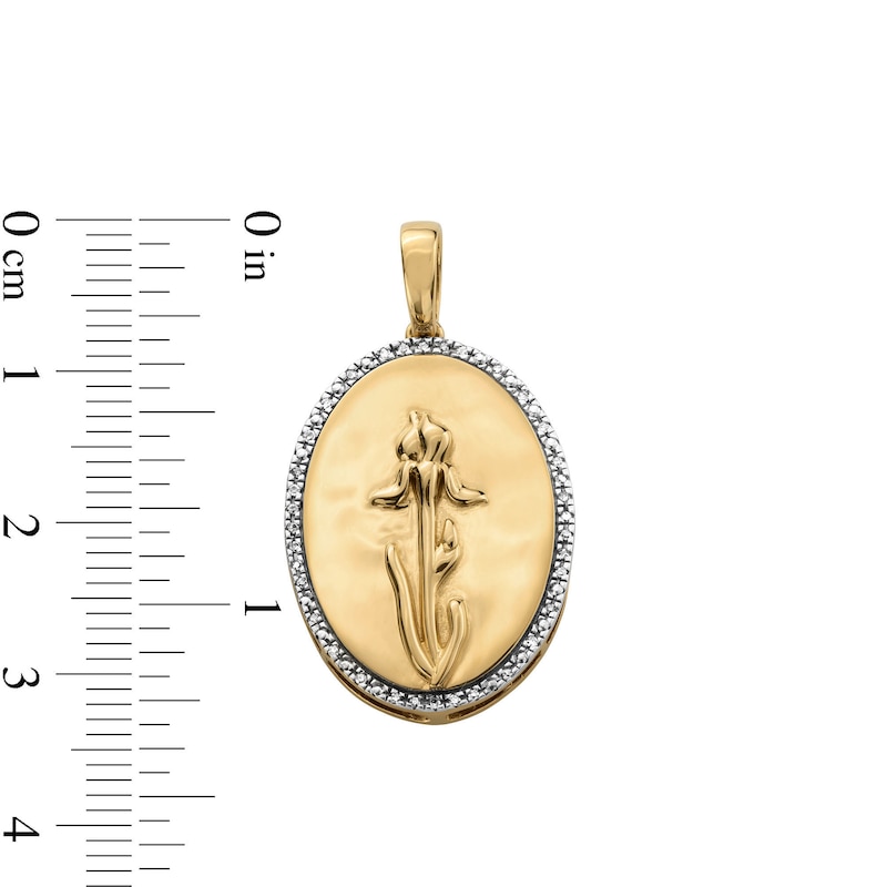 Main Image 4 of 14K Gold Plated 1/20 CT. T.W. Diamond Iris Necklace Charm