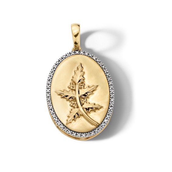 14K Gold Plated 1/20 CT. T.W. Diamond Holly Berry Necklace Charm