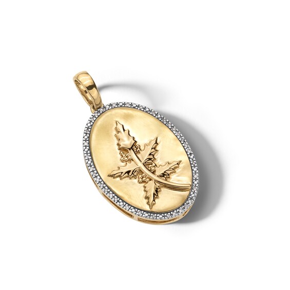 14K Gold Plated 1/20 CT. T.W. Diamond Holly Berry Necklace Charm