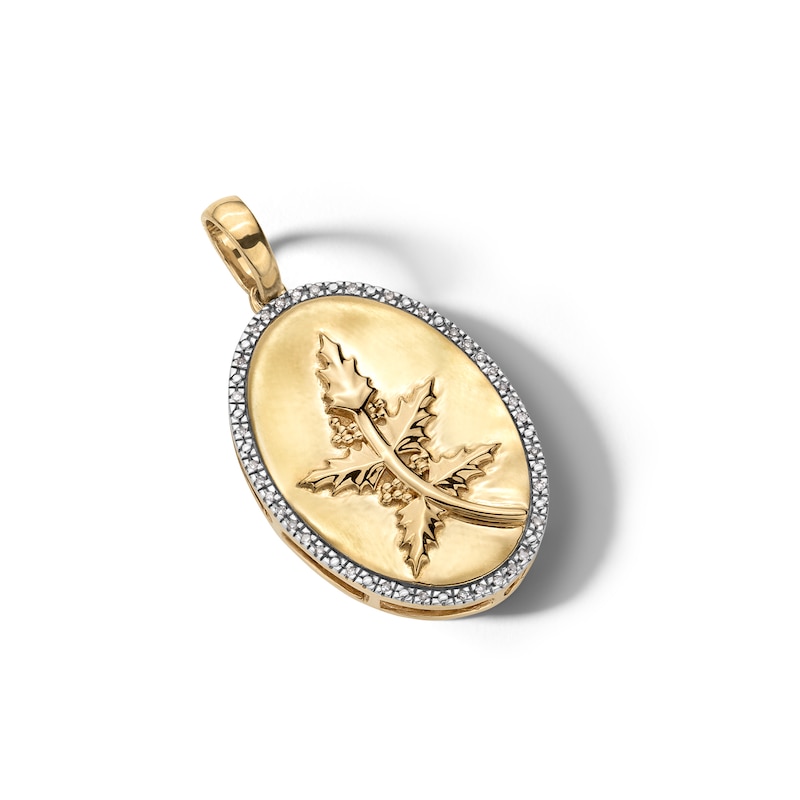 Main Image 3 of 14K Gold Plated 1/20 CT. T.W. Diamond Holly Berry Necklace Charm