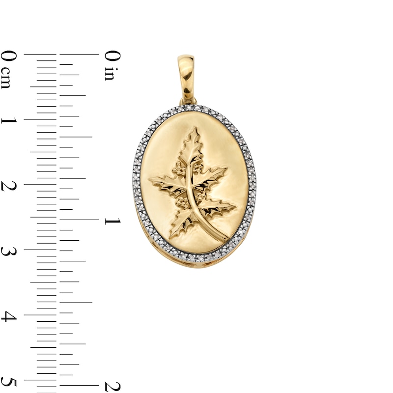 Main Image 4 of 14K Gold Plated 1/20 CT. T.W. Diamond Holly Berry Necklace Charm