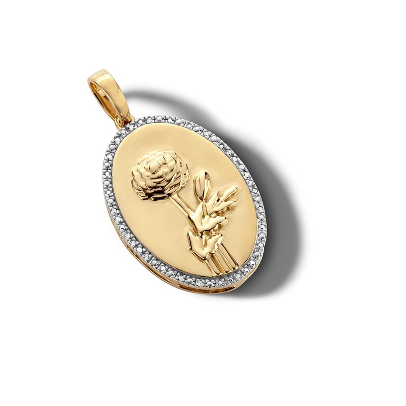 Main Image 3 of 14K Gold Plated 1/20 CT. T.W. Diamond Marigold Necklace Charm