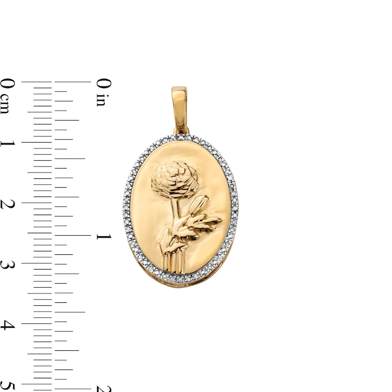 Main Image 4 of 14K Gold Plated 1/20 CT. T.W. Diamond Marigold Necklace Charm