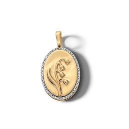 14K Gold Plated 1/20 CT. T.W. Diamond Lily Necklace Charm