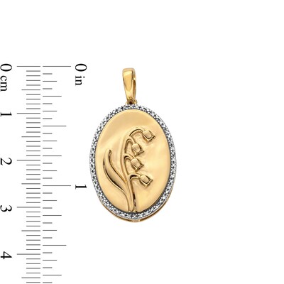 14K Gold Plated 1/20 CT. T.W. Diamond Lily Necklace Charm