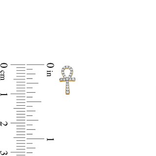 10K Solid Gold 1/6 CT. T.W. Diamond Ankh Cross Studs