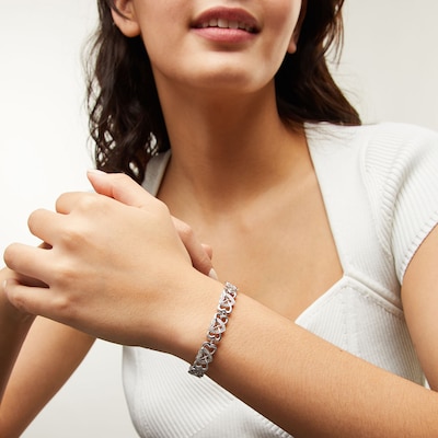 Sterling Silver Diamond Accent Infinity Heart Bracelet - 7.25"