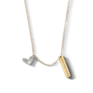 14K Gold Plated 1/20 CT. T.W. Diamond Love You More Pendant - 18"
